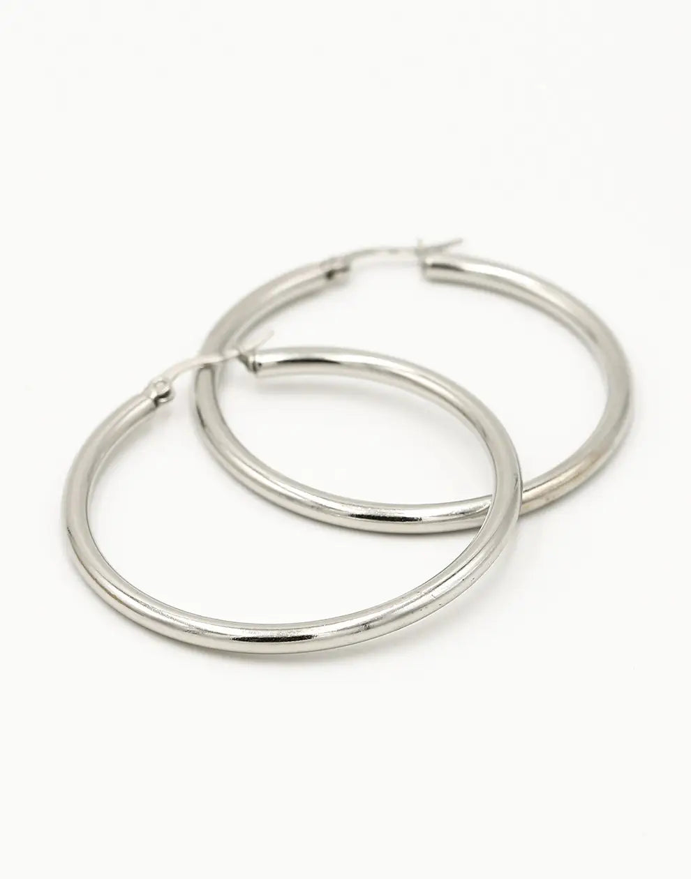 Earrings with 40 mm Diameter - Elegant Silver Hoops-925 Sterling Silver-State of Style