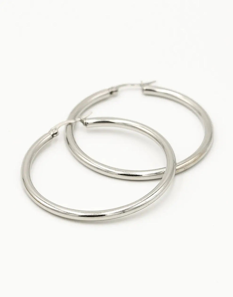 Earrings with 40 mm Diameter - Elegant Silver Hoops-925 Sterling Silver-State of Style