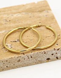 Earrings with 40 mm Diameter - Elegant Silver Hoops-Gold-plated-State of Style
