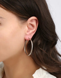 Earrings with 40 mm Diameter - Elegant Silver Hoops-Gold-plated-State of Style