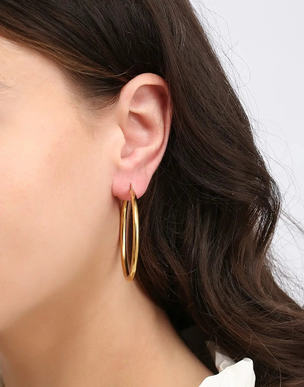 Earrings with 40 mm Diameter - Elegant Silver Hoops-Gold-plated-State of Style