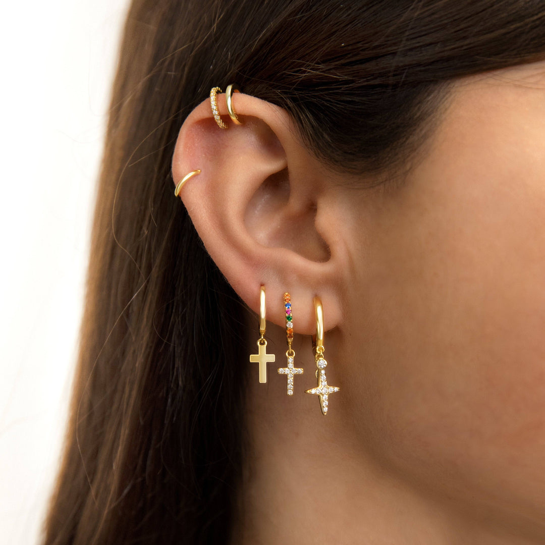 Earrings with Cross Pendant - Aurelia-Gold-State of Style