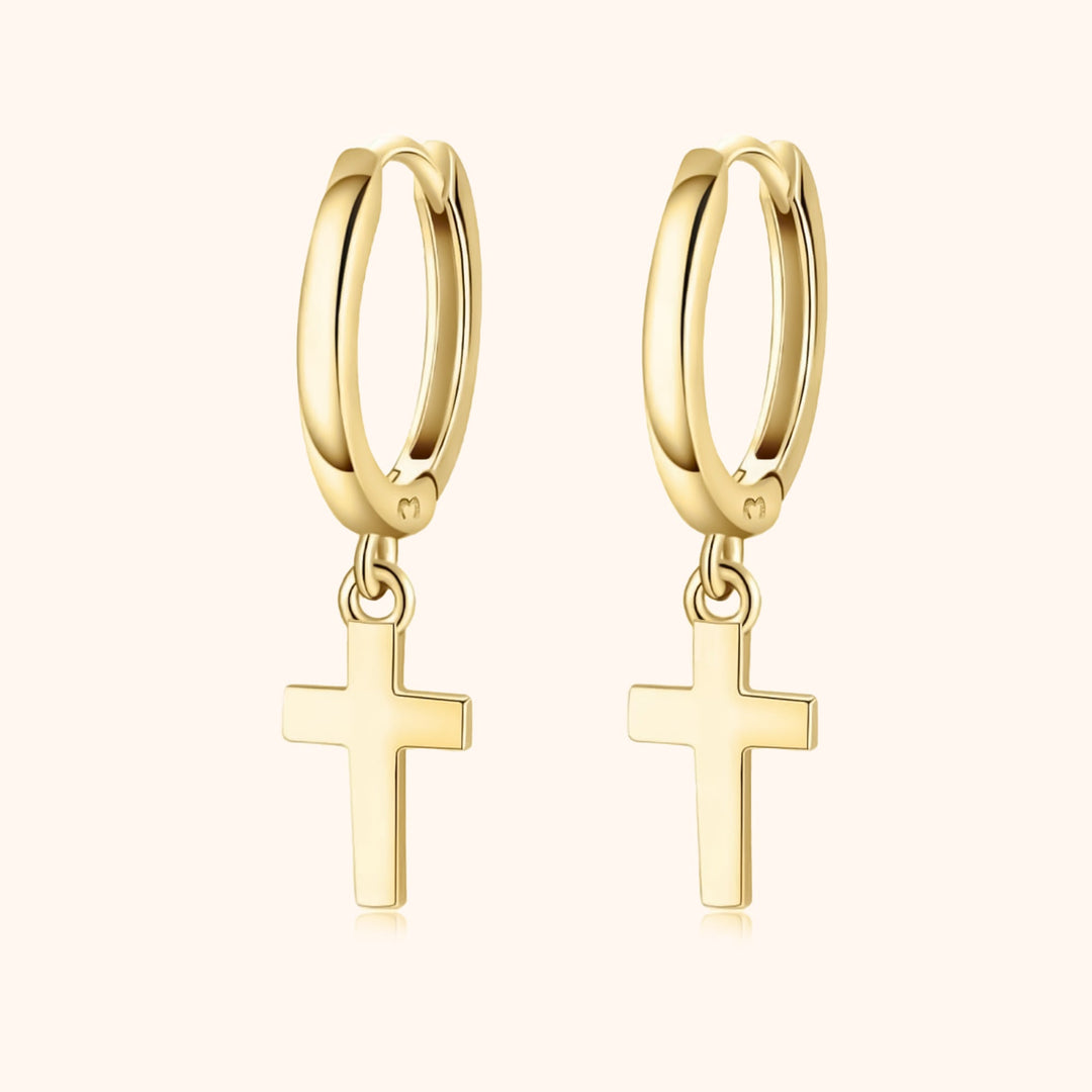 Earrings with Cross Pendant - Aurelia-Gold-State of Style