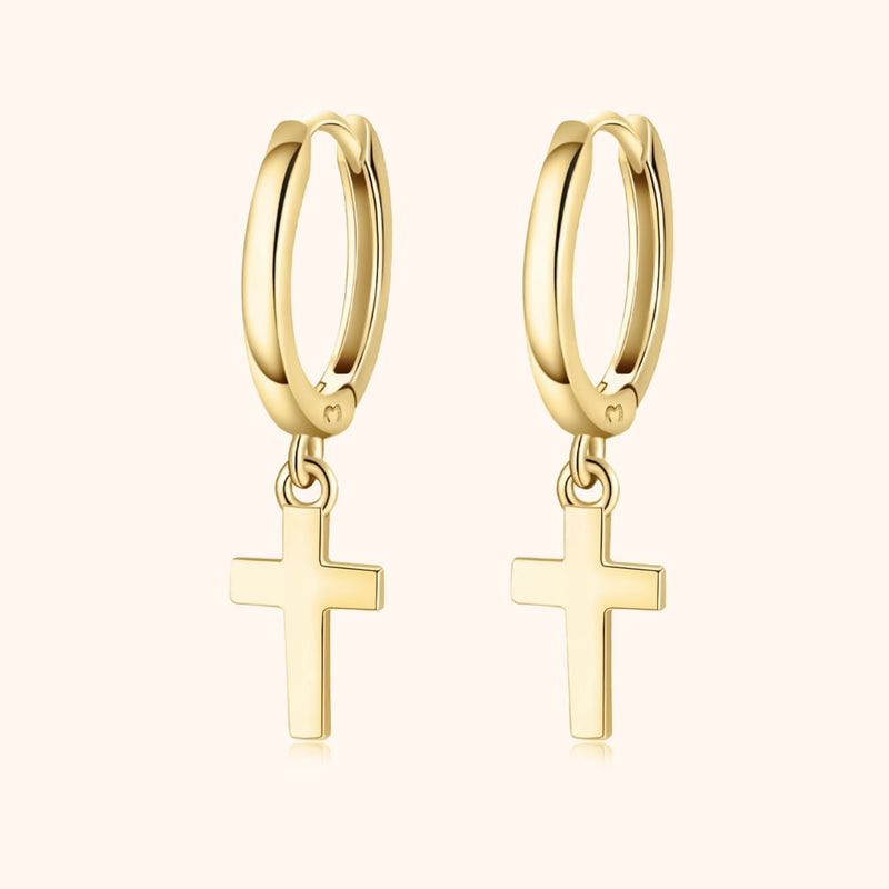 Earrings with Cross Pendant - Aurelia-Gold-State of Style