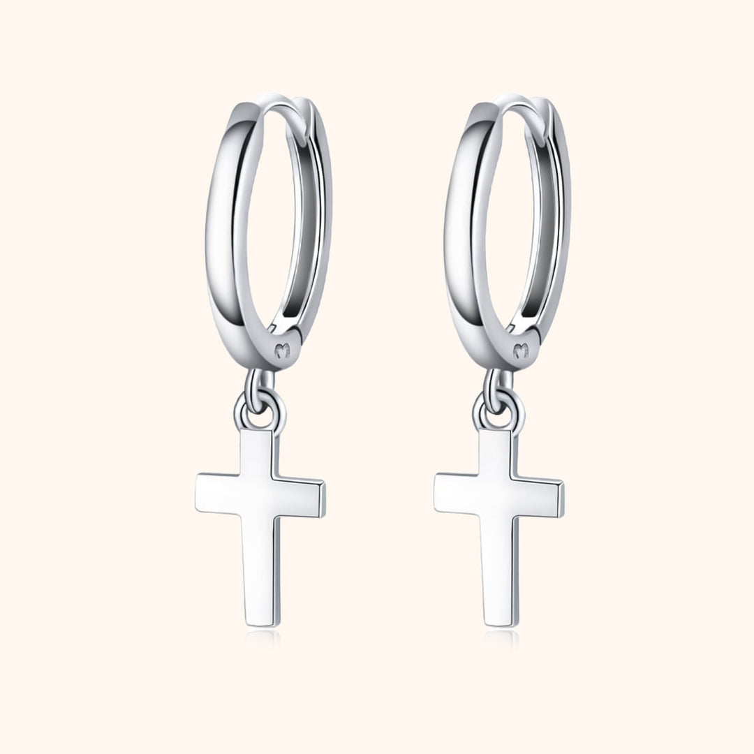 Earrings with Cross Pendant - Aurelia-Silver-State of Style
