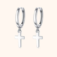 Earrings with Cross Pendant - Aurelia-Silver-State of Style