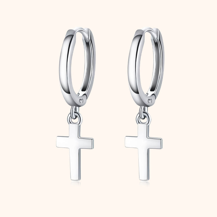 Earrings with Cross Pendant - Aurelia-Silver-State of Style
