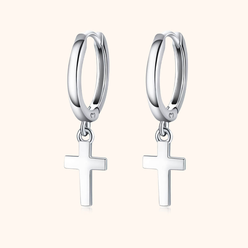 Earrings with Cross Pendant - Aurelia-Silver-State of Style