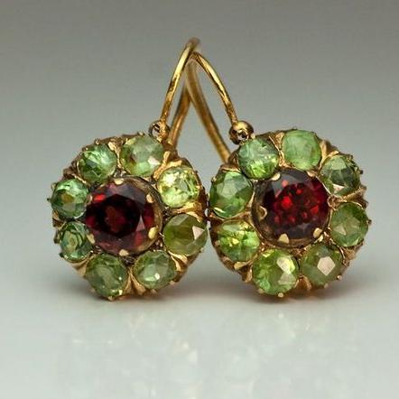 Earrings with Green and Red Crystals - Amalina-State of Style