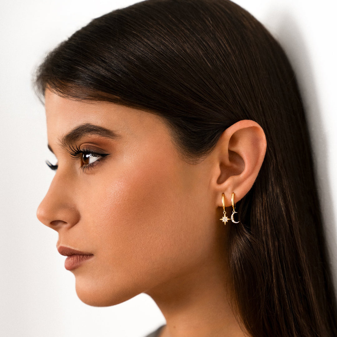 Earrings with Moon and Star - Cosmica-Gold-State of Style