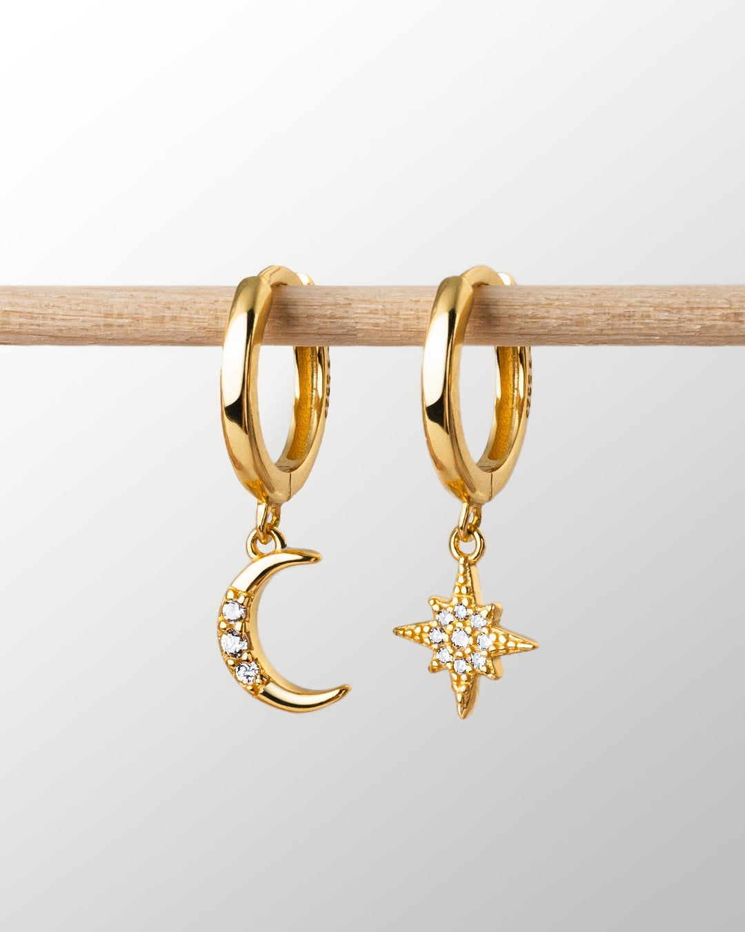 Earrings with Moon and Star - Cosmica-Gold-State of Style