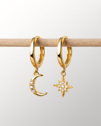 Earrings with Moon and Star - Cosmica-Gold-State of Style