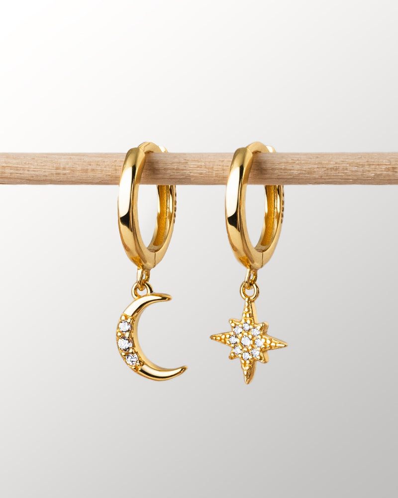 Earrings with Moon and Star - Cosmica-Gold-State of Style