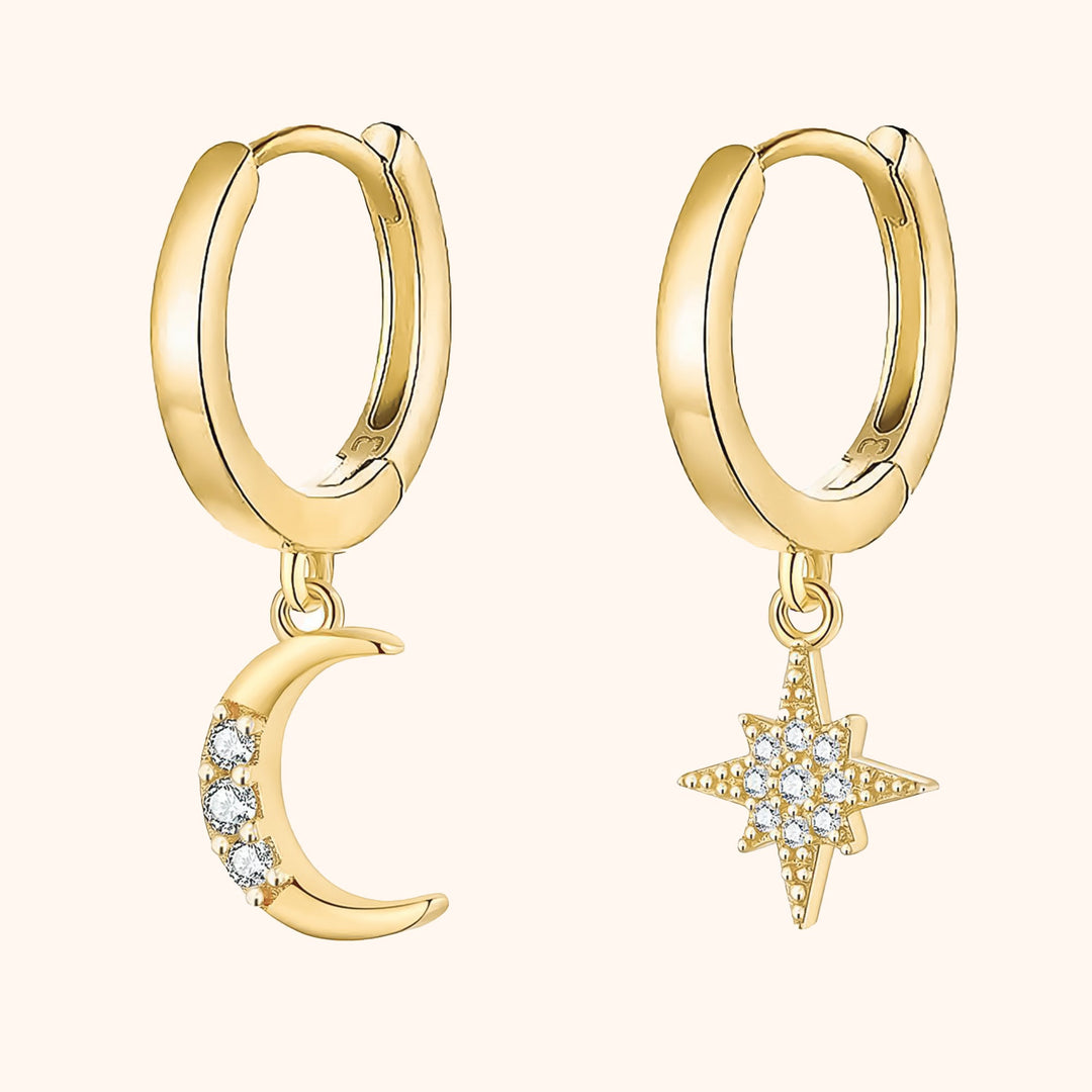 Earrings with Moon and Star - Cosmica-Gold-State of Style