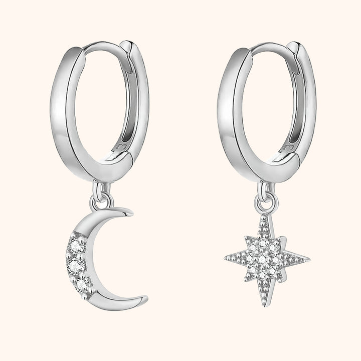 Earrings with Moon and Star - Cosmica-Silver-State of Style