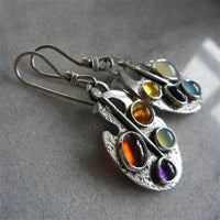 Earrings with Multicoloured Stone Pendant - Levana-State of Style