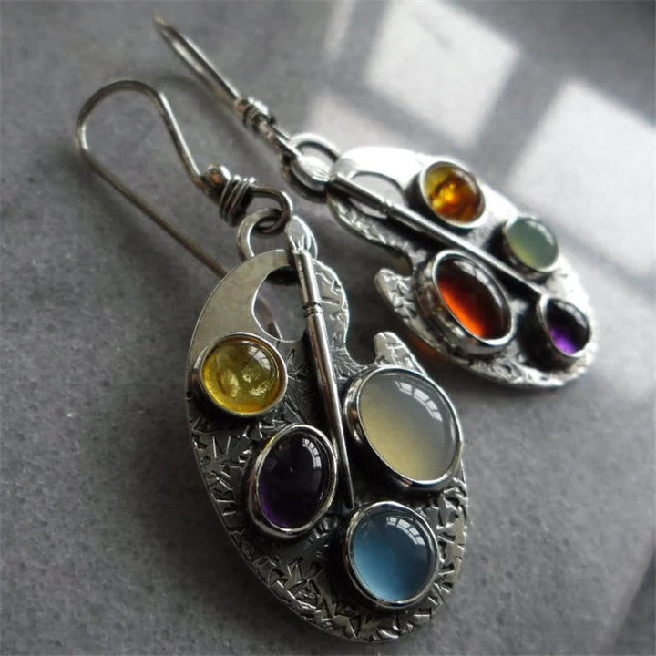 Earrings with Multicoloured Stone Pendant - Levana-State of Style
