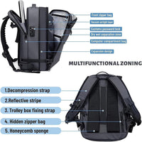 Expandable Compression Travel Backpack with Anti-Theft Lock & Wet Compartment