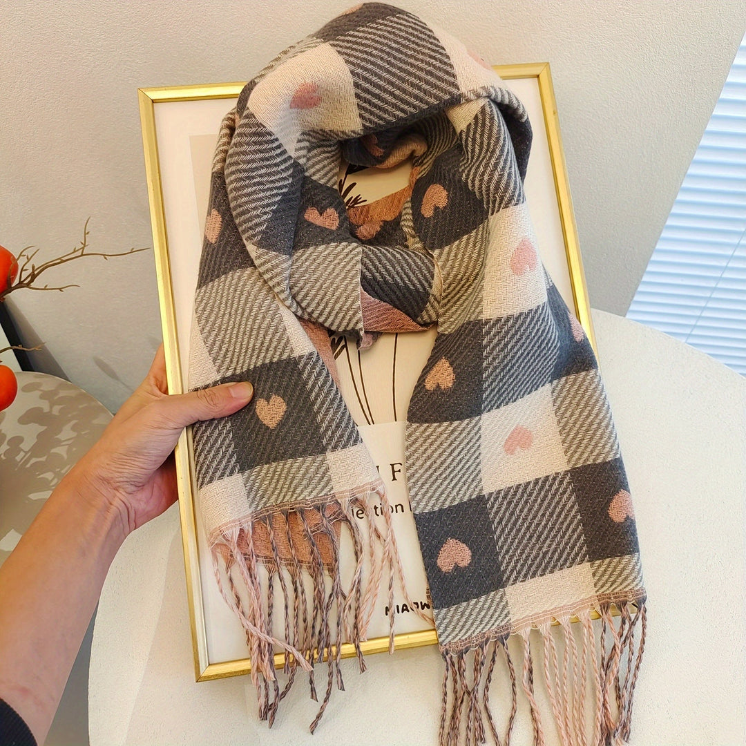 Striped women's scarf made of polyester for autumn & winter – Aurelie