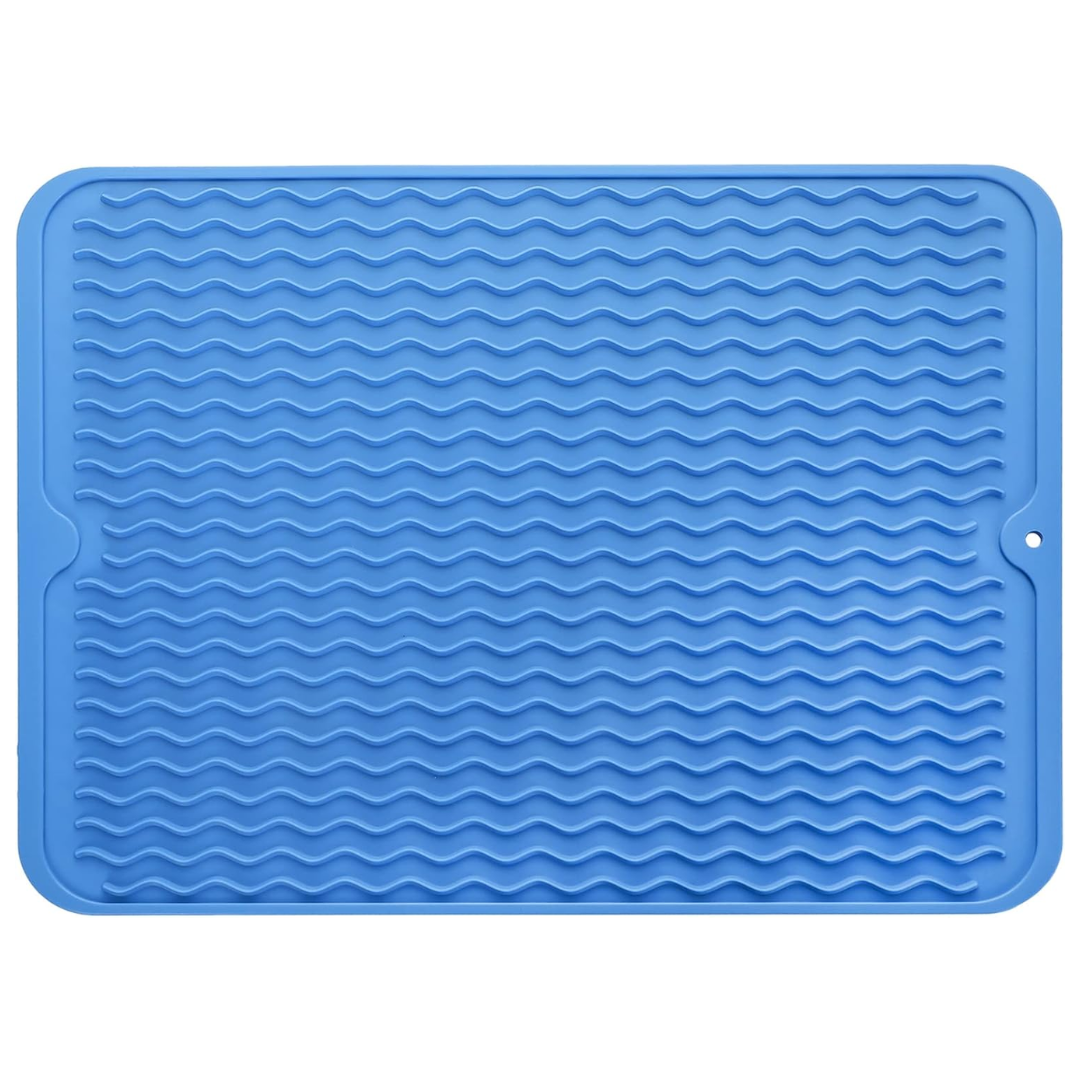 Eco-friendly silicone drying mat - Multiple uses & heat resistant-Blue-40 x 30 cm-State of Style