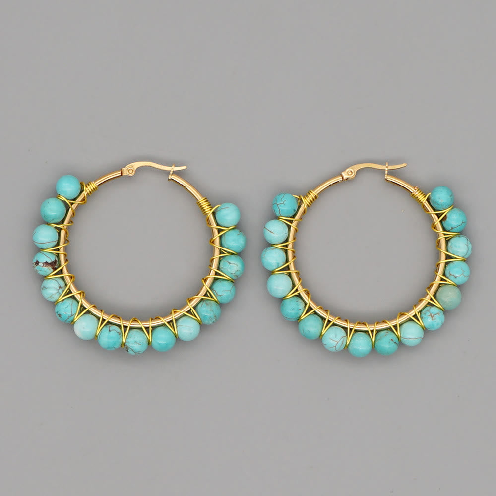 Boho Natural Crystal Large Hoop Earrings - Sanne