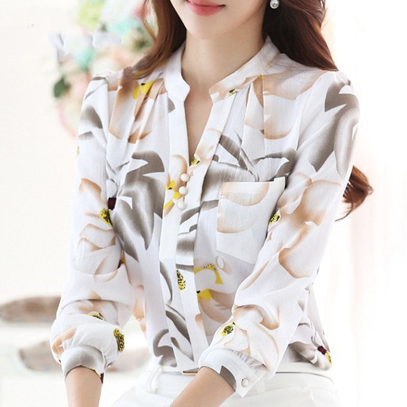 EdenBlouse | Women's Elegant Chiffon Blouse-White-S-State of Style