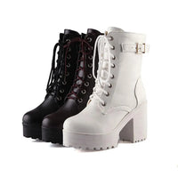 Edgy Lace-Up Boots with Buckle and Lug Sole - Luna-Brown-4-State of Style