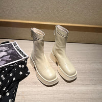 EefjesBoots | Women's High Platform Wide Toe Boots-Beige-4.5-State of Style