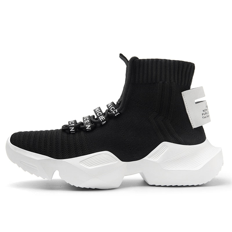 EefjesSneakers | Women's Sock Sneakers-Black and White-6.5-State of Style