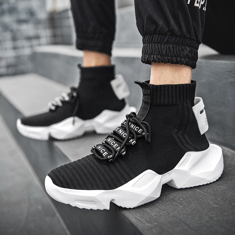 EefjesSneakers | Women's Sock Sneakers-Black and White-6.5-State of Style