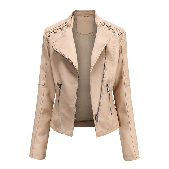 Elani - Trendy Leather Jacket for Women-Beige-S-State of Style