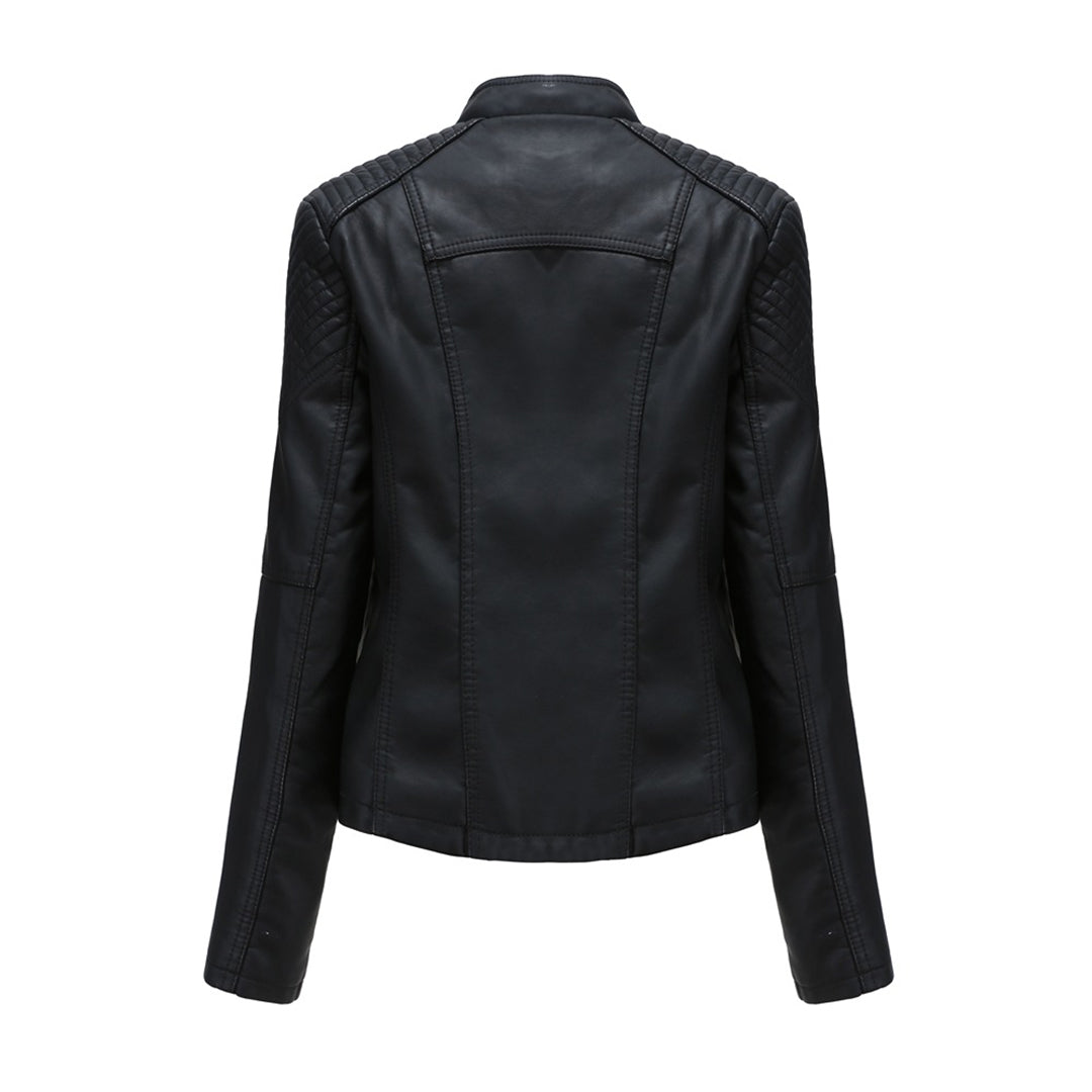 Elani - Trendy Leather Jacket for Women-Black-S-State of Style