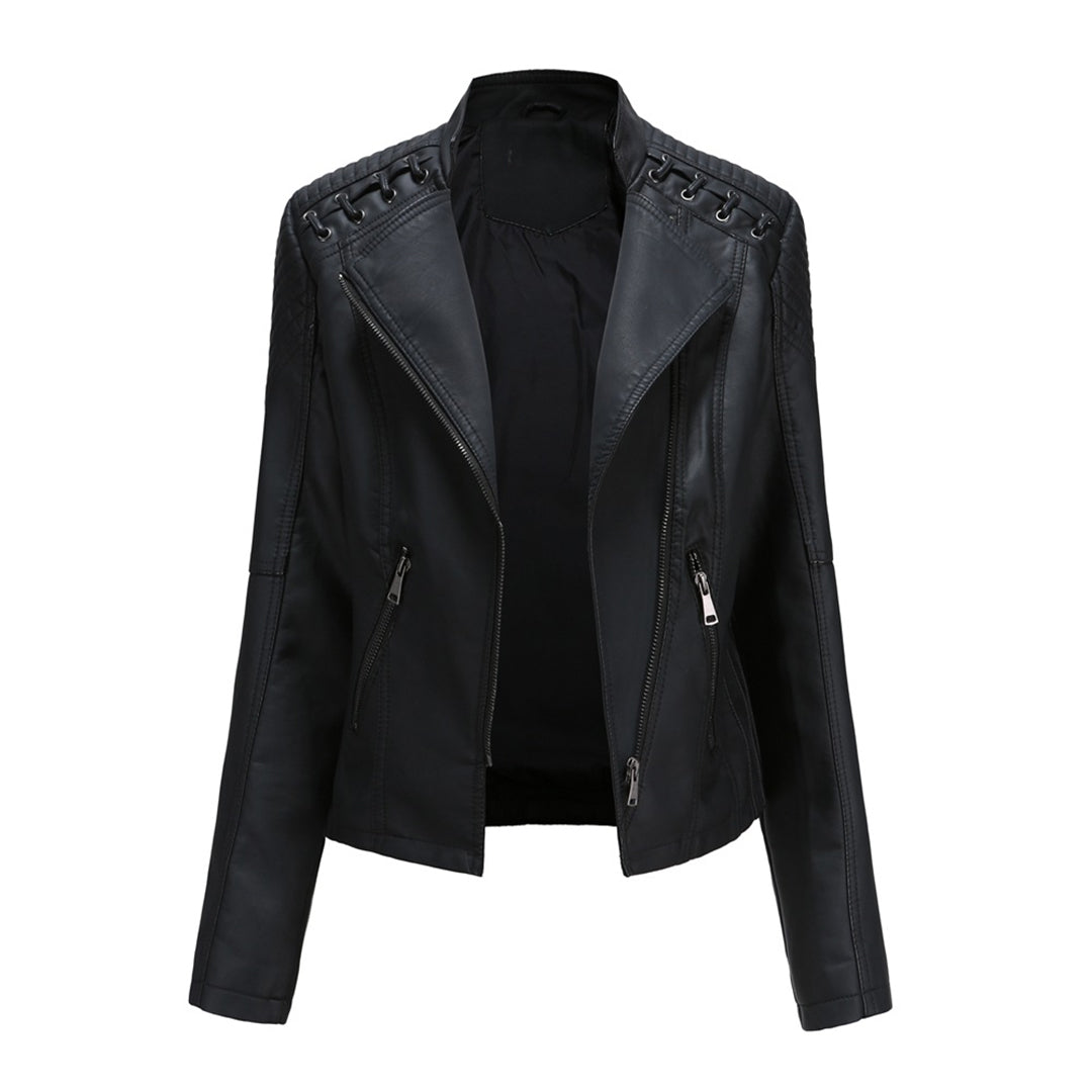 Elani - Trendy Leather Jacket for Women-Black-S-State of Style