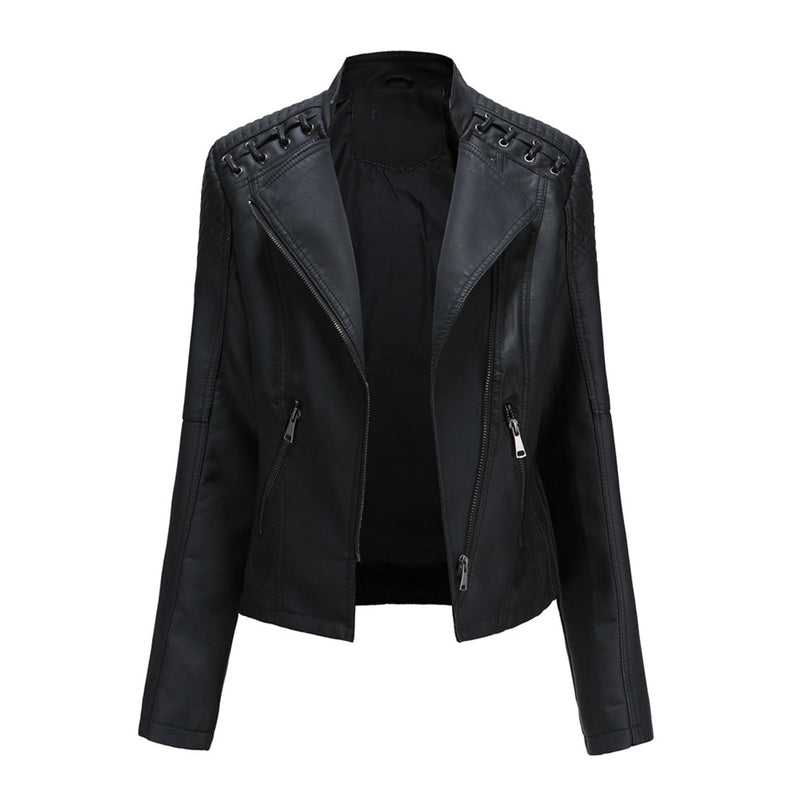 Elani - Trendy Leather Jacket for Women-Black-S-State of Style