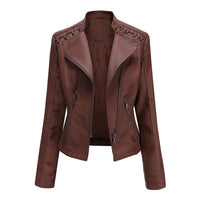 Elani - Trendy Leather Jacket for Women-Brown-S-State of Style