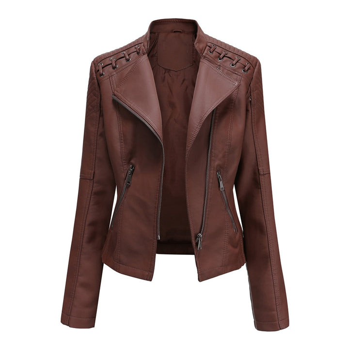Elani - Trendy Leather Jacket for Women-Brown-S-State of Style