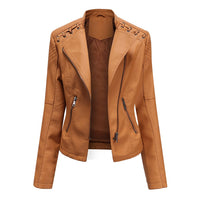 Elani - Trendy Leather Jacket for Women-Light brown-S-State of Style