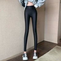 Elastic Basic Pants | Women's Stretch Trousers-Black-M-State of Style