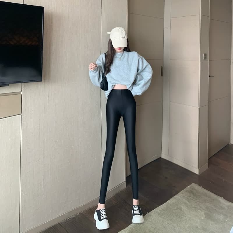 Elastic Basic Pants | Women's Stretch Trousers-Black-M-State of Style