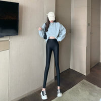 Elastic Basic Pants | Women's Stretch Trousers-Black-M-State of Style