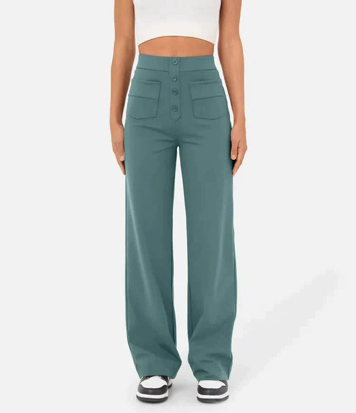 Elastic High Waist Women's Trousers - Isabeau-Green-S-State of Style