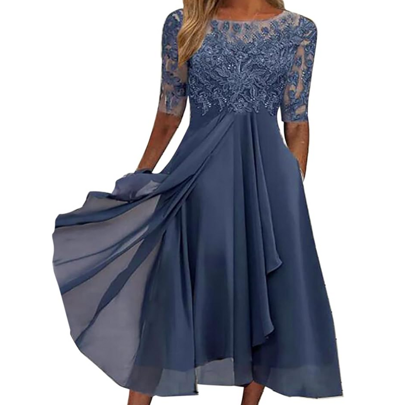 Elastic Summer Dress - Isabel-Blue-S-State of Style