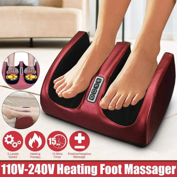 Electric Foot Massager with Heat and Shiatsu Therapy - RelaxFoot-Gold with remote control-State of Style