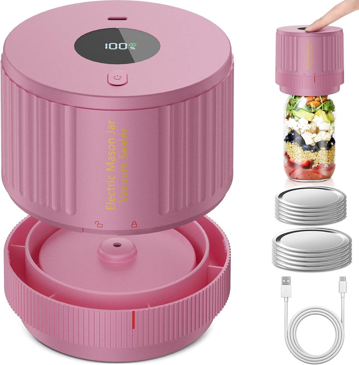 Electric Mason Jar Vacuum Sealer Kit - Keep Freshness Fast!-Pink-State of Style
