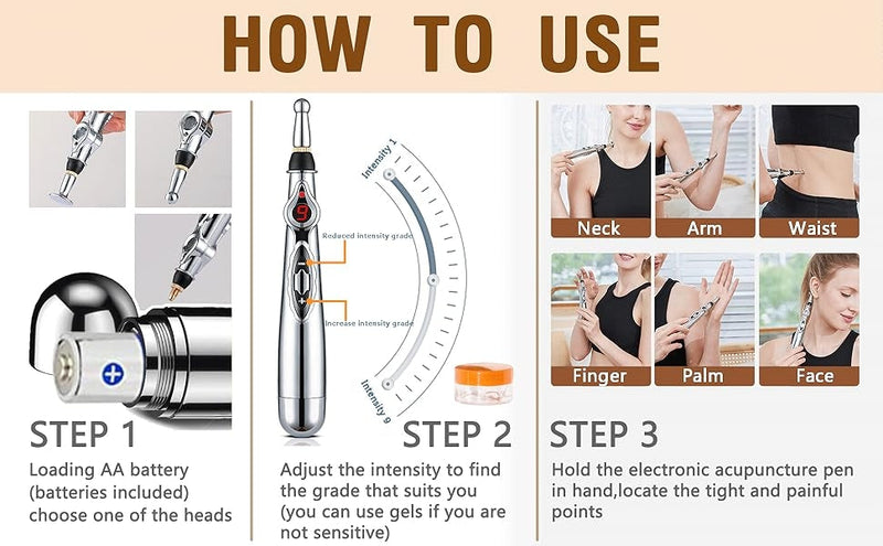 ELECTRONIC ACUPUNCTURE PEN - MERIDIAN ENERGY MASSAGE PEN FOR PAIN RELIEF-2 Heads-State of Style