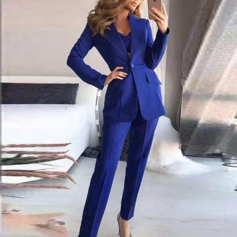 Elegant 3-Piece Blazer Set | Women's Fashion Suit-Blue-S-State of Style