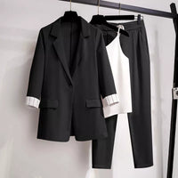 Elegant 3-Piece Plus-Size Suit-Black-M-State of Style