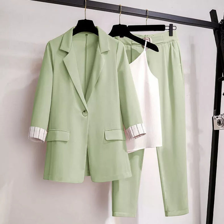 Elegant 3-Piece Plus-Size Suit-Green-M-State of Style