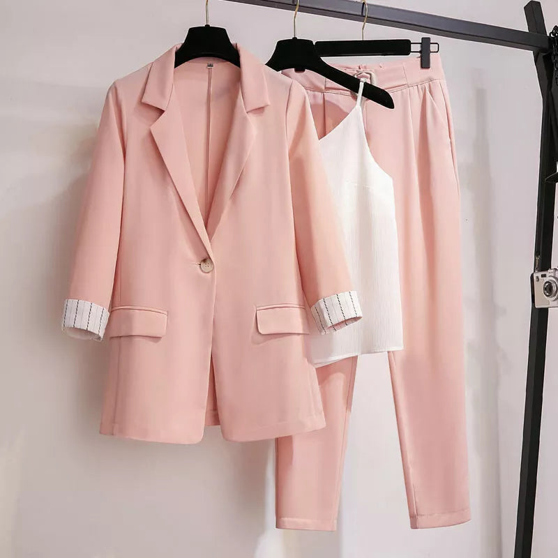 Elegant 3-Piece Plus-Size Suit-Pink-M-State of Style