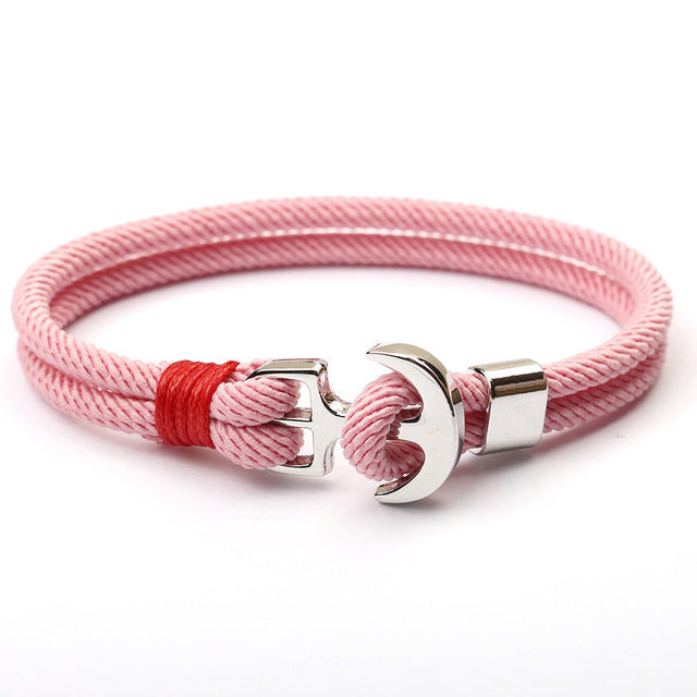 Elegant Anchor Bracelet | Nautical Charm | Adjustable Fit-Fish Hook - Pink-State of Style